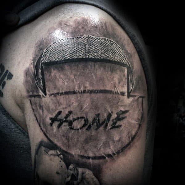 Hockey Goal Guy Upper Arm Tattoos