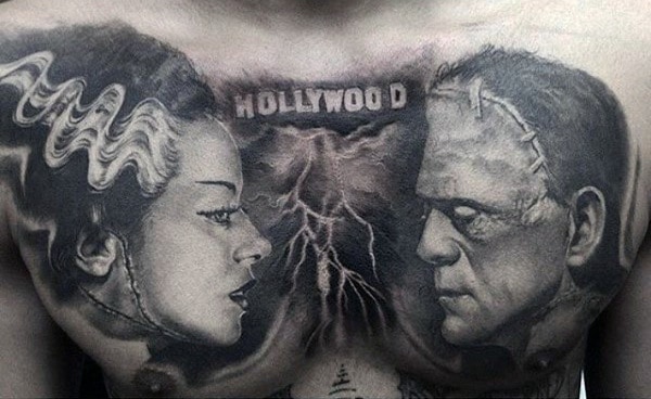 Hollywood Frankenstein Mens Chest Tattoos