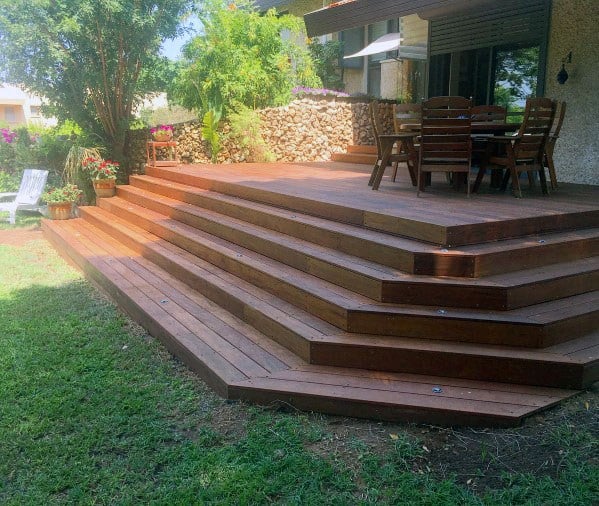 three-sided deck stairs 