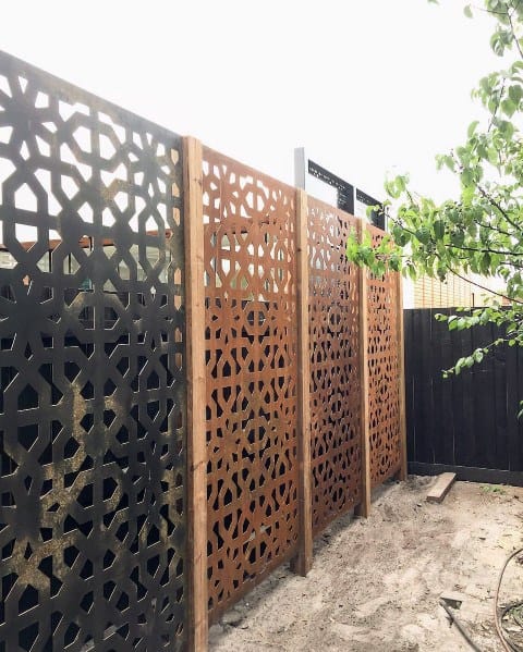 metal pattern backyard privacy fence