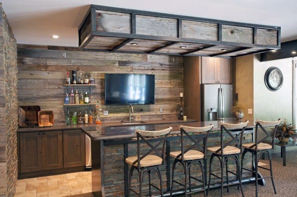 Home Basement Rustic Bar