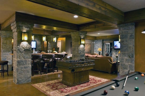 Home Basement Rustic Designs