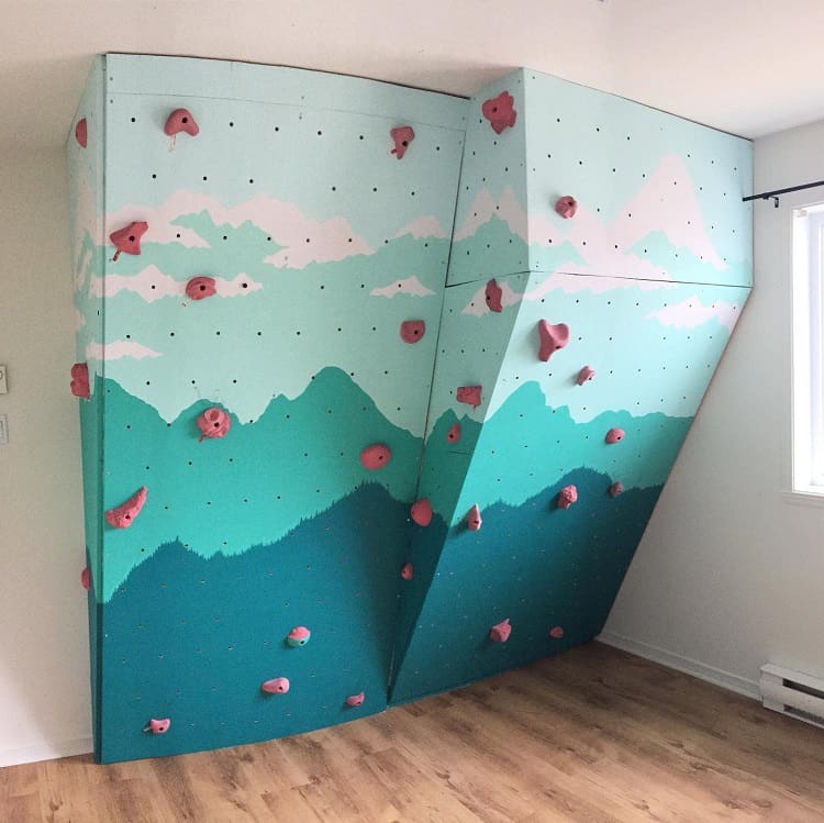home climbing wall made from pegboard