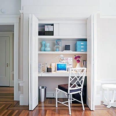 closet office with shelving 