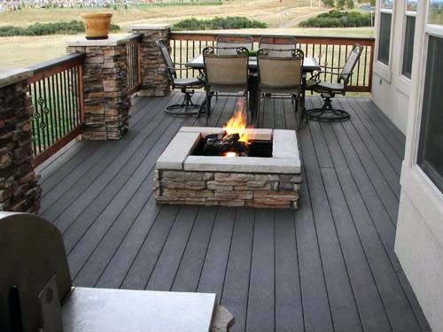 cobblestone deck firepit