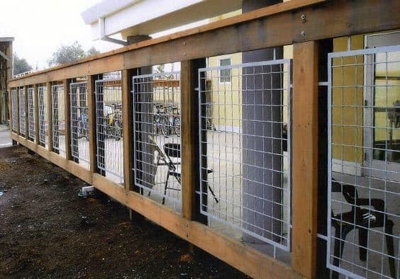 wood deck railing with metal grates