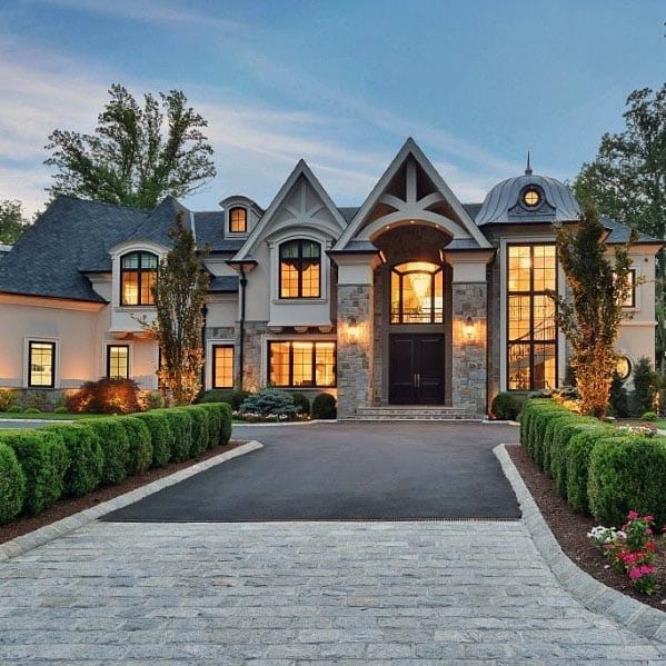 hedge-lined driveway