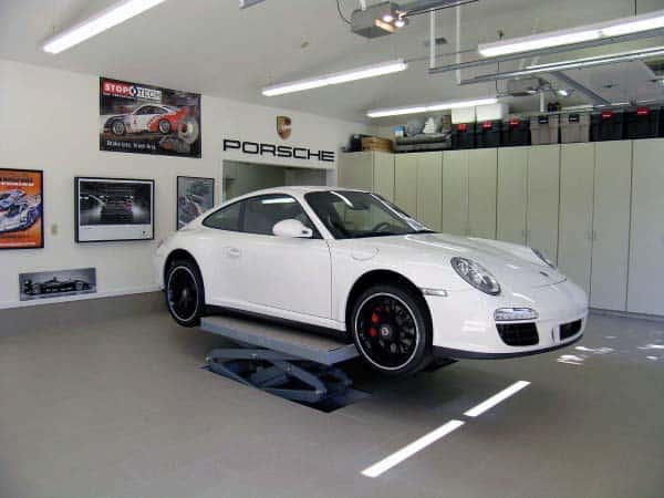 Home Garage With Tile Flooring