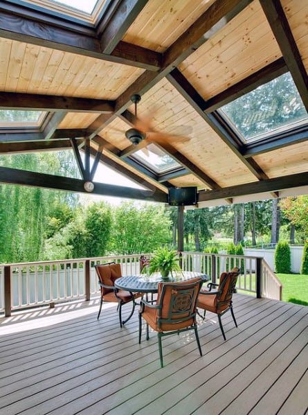 deck roof with skylight window