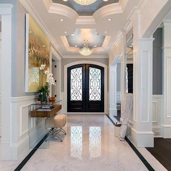 glossy marble entryway tiles
