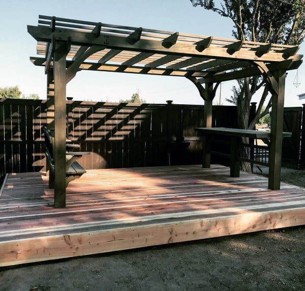Home Ideas Floating Deck With Wood Pergola