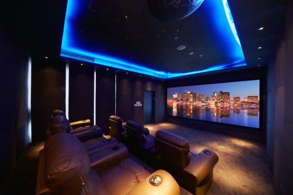 blue led light strips in home theater