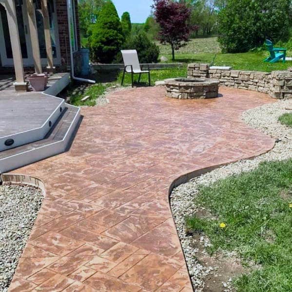 acid-stained stamped patio