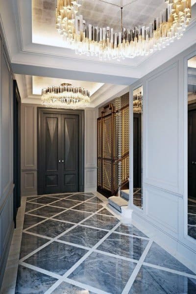 glossy marble entryway tiles
