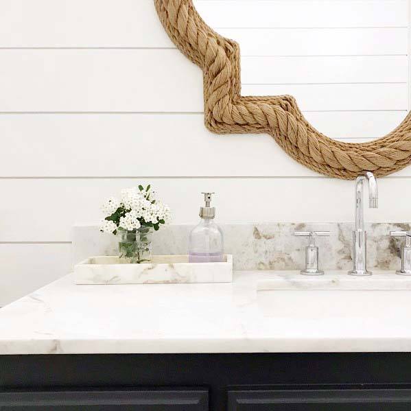 rustic rope mirror in bathroom