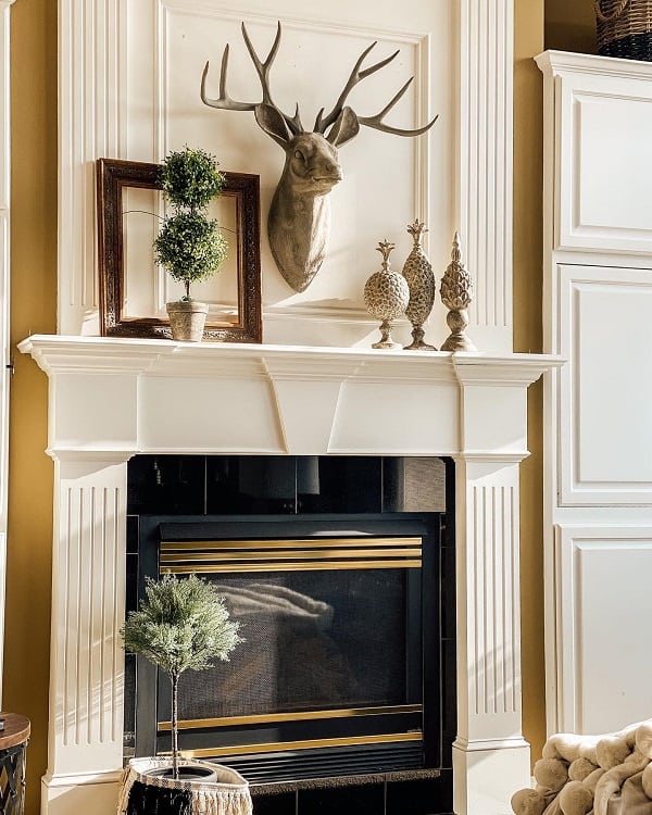 white fireplace with electric