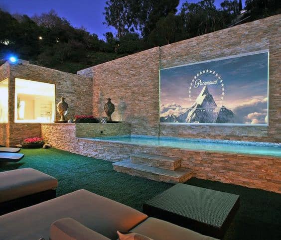 Home Swimming Pool With Projector Movie Room And Lounge