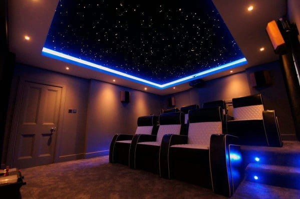 starry night ceiling lights in home theater 