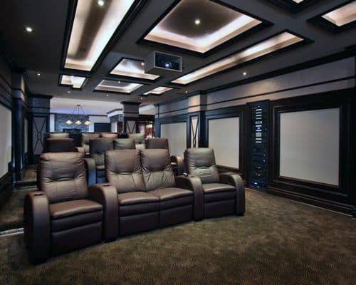 recessed cove lights in large home theater 