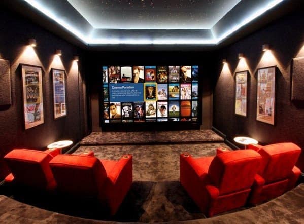 poster wall art in home theater 