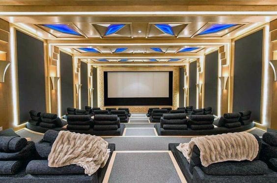 wraparound lighting in gold accent home theater 