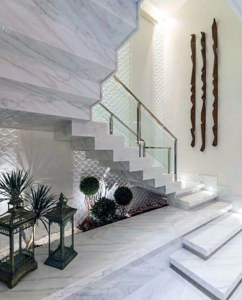 luxury marble under stairs garden