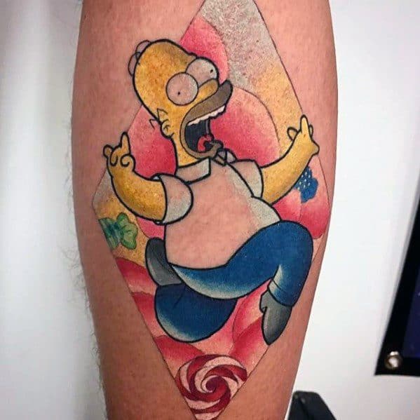 Homer Simpson Running Forearm Male Tattoo Designs
