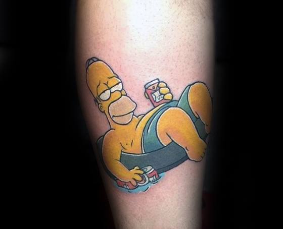 Homer Simpson Swimming Pool Forearm Tattoo Design Ideas For Males