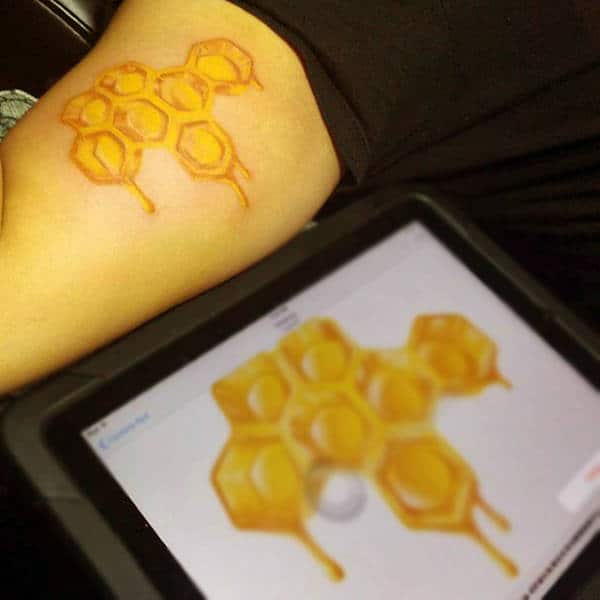 Honey Dripping Honeycomb Tattoo Mens Arms