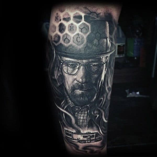 Honeycomb Breaking Bad Male Leg Tattoo
