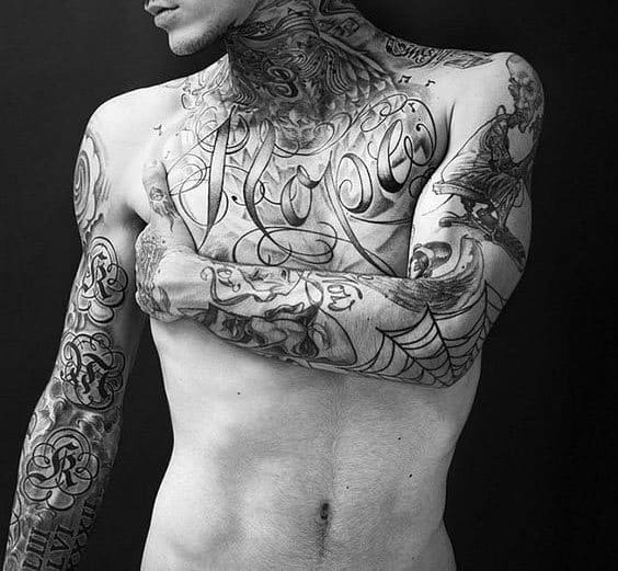 Hope Guys Masculine Upper Chest Word Tattoos