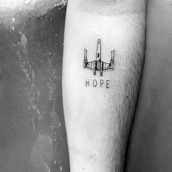 Hope Spaceship Mens Awesome Simple Inner Forearm Tattoo