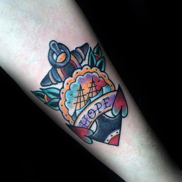 Hope Traditional Anchor Guys Tattoos