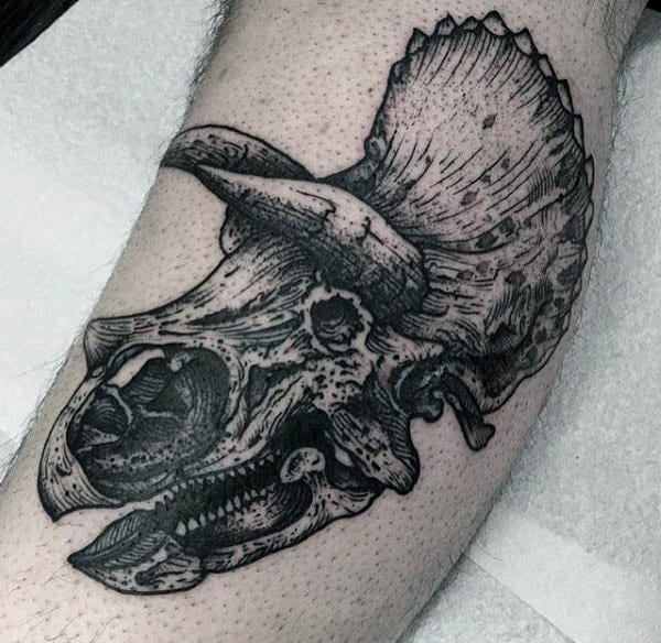 Horned Dinosaur Remains Tattoo Male Forearm