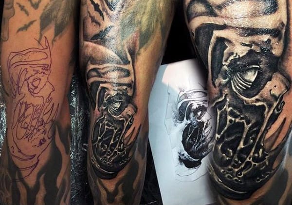 Horror Black Ink Zombie Mens Arm Tattoos