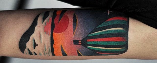 Hot Air Balloon Tattoo Designs For Men