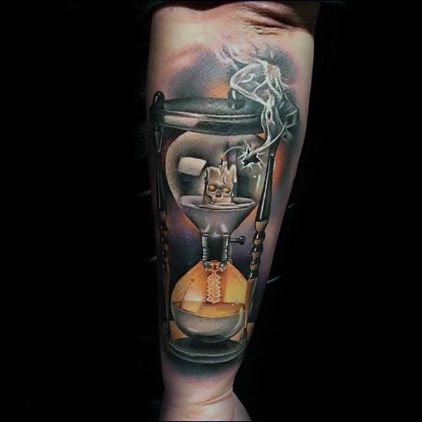 Hourglass Candle Outer Forearm Rad Tattoo Design Ideas For Male