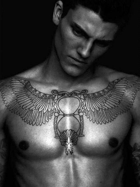 Hourglass Chest Tattoo For Men