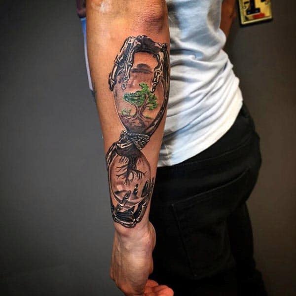 Hourglass Guys Tree Of Life Outer Forearm Tattoos