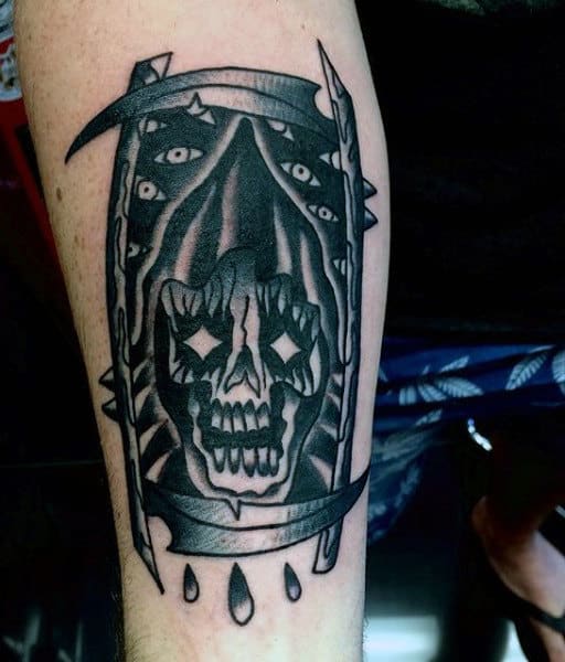 Hourglass Manly Cool Grim Reaper Tattoo