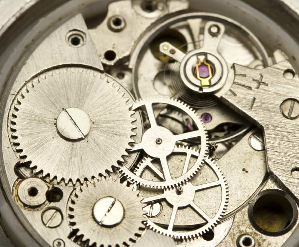 wrist watch hours mechanical parts close up