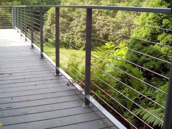 wood deck metal cable railing