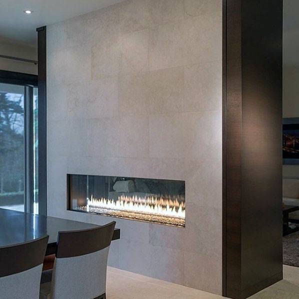 concrete linear fireplace