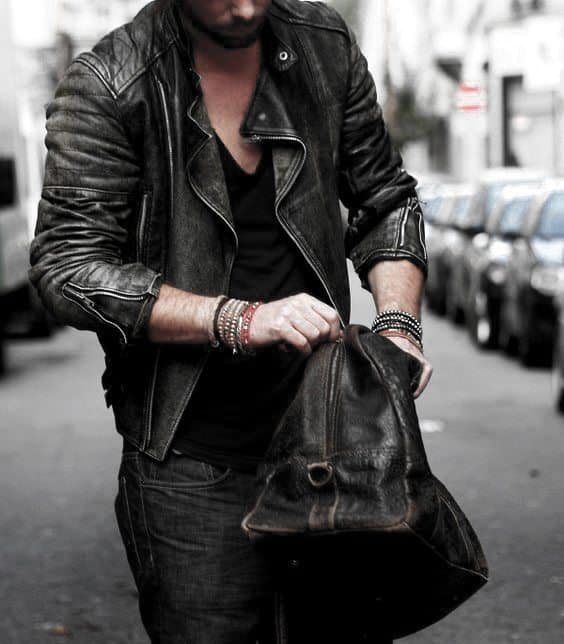 How To Wear A Leather Jacket Manly Leather Jacket Outfits Male Style Ideas Black V Neck Dark Denim Jeans