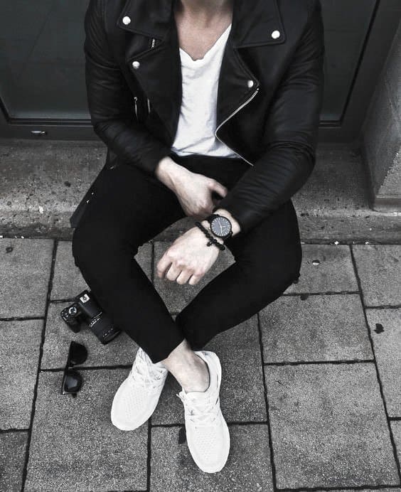How To Wear A Leather Jacket Mens Black Leather Jacket Outfits Outfit Style Ideas White T Shirt And Shoes