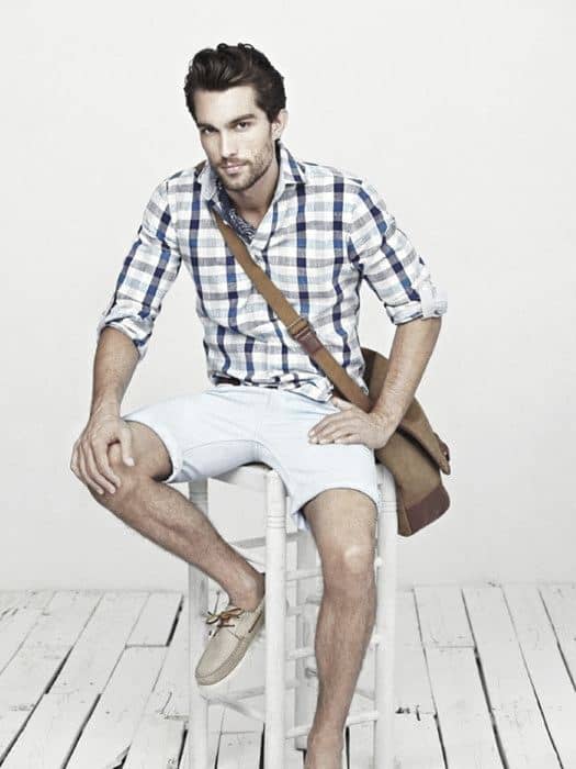 How To Wear Mens Clothing Boat Shoes Outfits Plaid Shirt With White Shorts