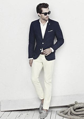 How Wear Boat Shoes Great Outfits Styles For Men Navy Blazer With White Pants