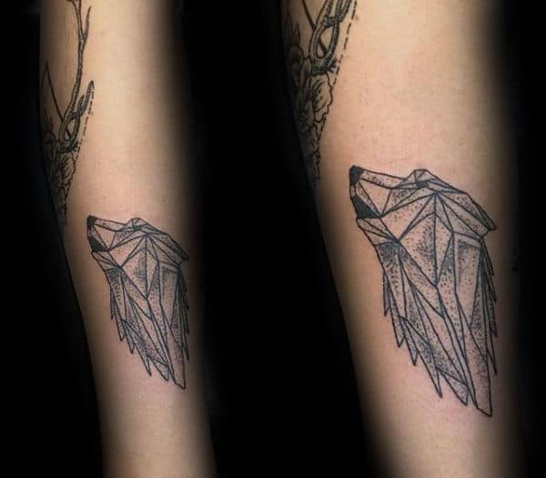 Howling Geometric Wolf Small Guys Tattoo Ideas