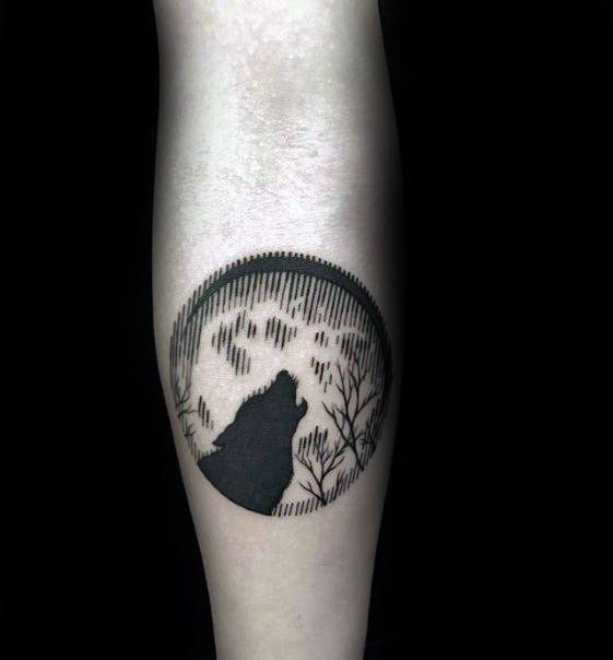 Howling Wolf At Moon Small Unique Mens Inner Forearm Tattoos