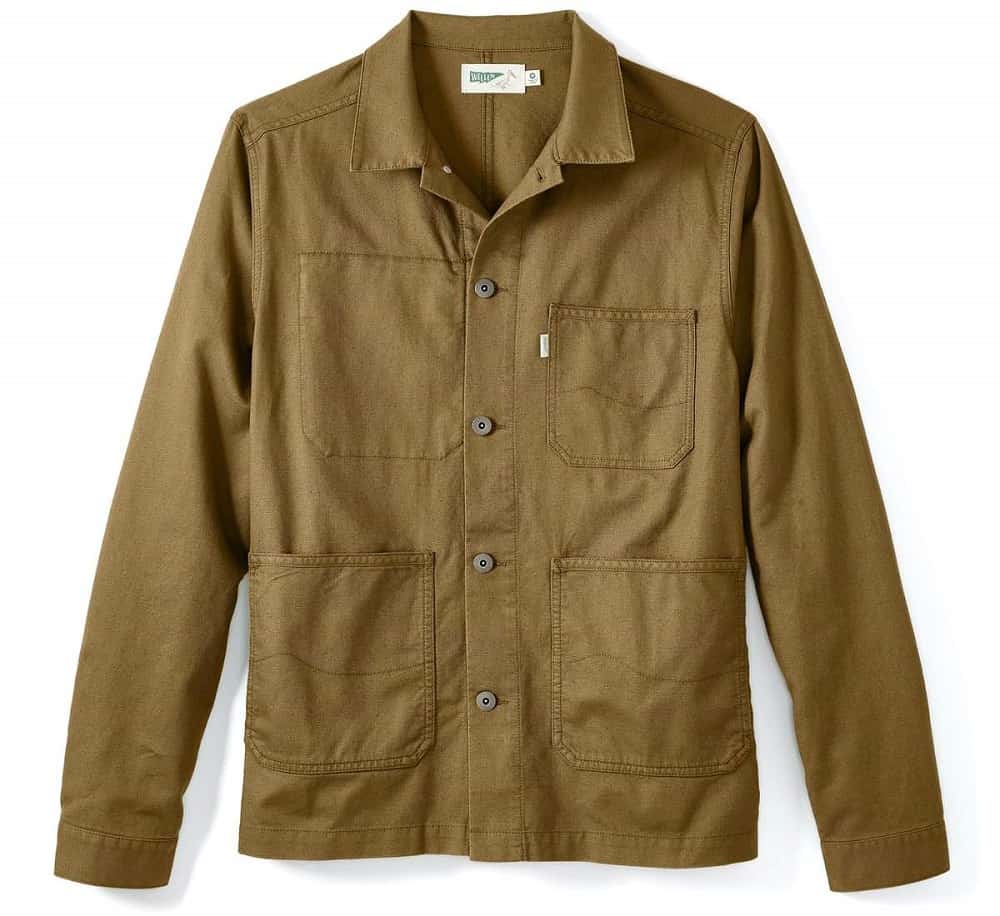 wellen stretch chore coat by huckberry, dark olive